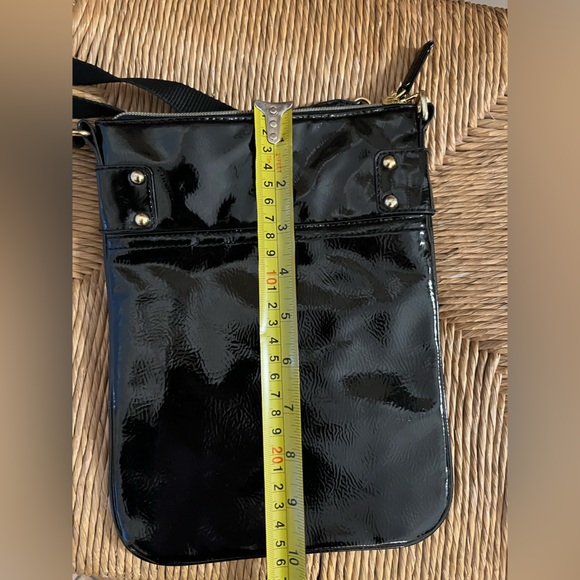 Anna Sui XTarget Crossbody Bag Patent Finish Black & Gold Hardware Adjustable - Picture 14 of 15